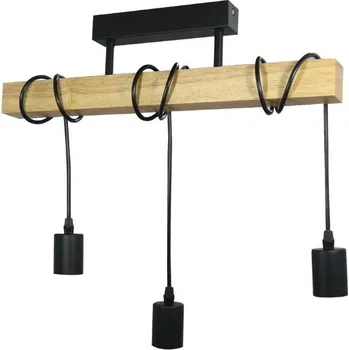 Prémiové designové závěsné stropní svítidlo Madeline 3 x velký závit E27, dřevo a kov