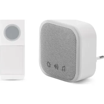 Domovní zvonek Bezdrátový zvonek do zásuvky + tlačítko a baterie, bílý