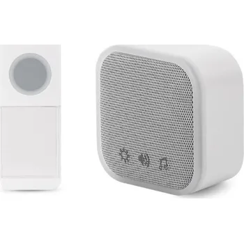 Domovní zvonek Bezdrátový zvonek na baterie + tlačítko, bez zásuvky, bílý