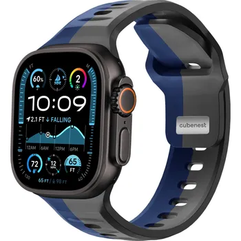 Řemínek na hodinky Cubenest Prémiový sportovní řemínek na Apple Watch šedo-modrý