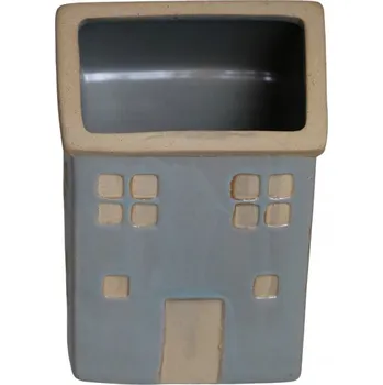 Váza KERAMICKÁ VÁZA DOMEČEK GLAZOVANÁ ŠEDÁ