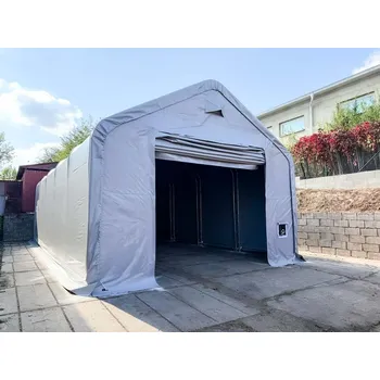 Zahradní stan Plachtová hala | Šířka 6,1 m | Výška 4,88 m Barva: Šedá, Délka: 9,76 m