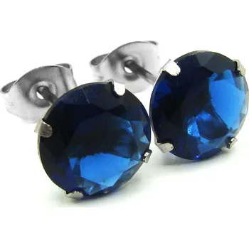 Náušnice RajSperku Náušnice z Chirurgické oceli s kamínkem 0,8 cm tmavě modré NS260110 dárkové balení zdarma