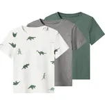 lupilu® Dětské triko, 3 kusy (vzorovaná/šedé/zelená, 122/128)