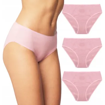 Dámské spodní prádlo Vivisence 4016 3-BALENÍ růžové s růžovou gumičkou bavlna Kalhotky KALHOTKY XL