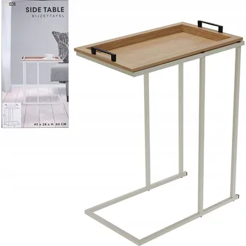 Konferenční stolek Bílý odkládací stolek pod notebook do obýváku s odnímatelným tácem, 60 cm