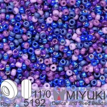 Korálek Korálky Miyuki Round 11/0. Barva Purple Blues Mix 5192. Balení 5g.