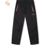 Dívčí sofshellové kalhoty zateplené Kugo HK9787 černá / růžový zip