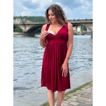 Těhotenská móda Těhotenské a kojicí šaty Grace 3v1 – bordó Velikost: L