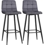 HOMCOM Barová židle sada 2 ks do kuchyně, moderní design, sametový potah, ocelové nohy, protiskluzové krytky nohou, do 120 kg, 42 x 47 x 105 cm, šedá | Aosom.de