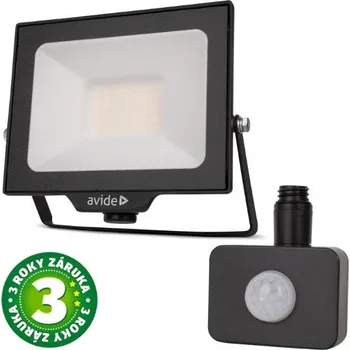 Prémiový ultratenký LED reflektor černý 30W 3000lm, denní, s čidlem pohybu, 3 roky
