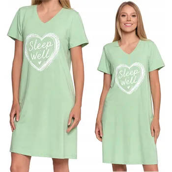 Dámské noční prádlo Košile noční Moraj zelená bavlněná M s potiskem