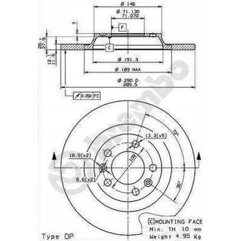 Zavěšení kol KOTOUČE KOTOUČE BREMBO 08.8682.10