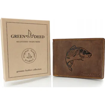 Peněženka Green Deed peněženka pravá nubuková kůže hnědá - muž