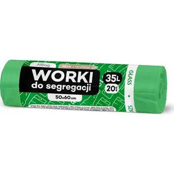 Pytle na odpadky Pytle na tříděný odpad na sklo AllBag ZIELONE WORKI NA ŚMIECI ALLBAG 35L Pytle na třídění skla 35 l, 20 ks