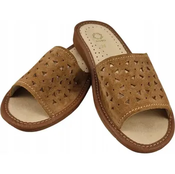 Dámské pantofle Dámské pantofle bez prstů z přírodní kůže K-033 hnědé kožené vel. 40