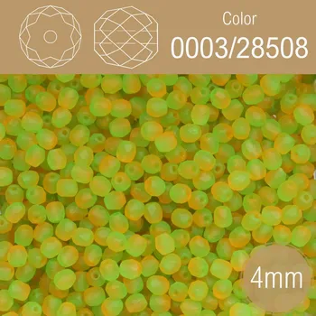 Korálek Korálky BROUŠENÉ 4mm. Barva 0003/28508. Průhledná žluto zelená mat. Balení 120Ks.