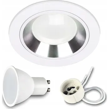 Kulaté Stropní Svítidlo Stropní svítidlo bílé stříbrné FOY + žárovka GU10 7W 4000K neutrální bílá