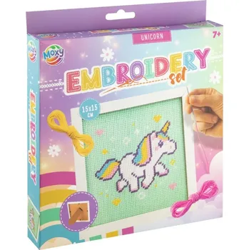 Textilie Dětské vyšívání, rámeček 15x15cm - jednorožec, 1 sada