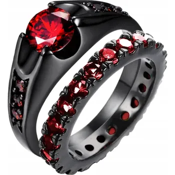 Prsten Prstýnek s Rubínem Brilant Černý Ruby Gem Dvojitá Ocel