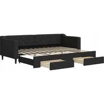 Pohovka Černá rozkládací pohovka 2v1 se zásuvkami, rozměry: 223x90x67 cm