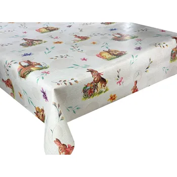 ubrus Cerata na Metráž Ubrusová Cerata Velikonoce Béžový Zajíc 220x140 cm