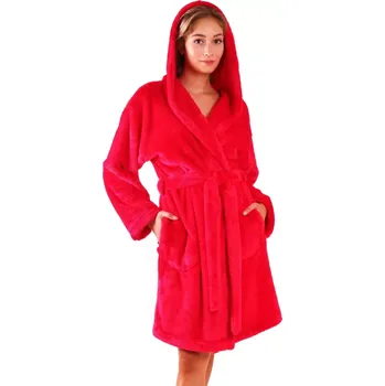 Dámský župan Dámský župan Lilly extra s kapucí 3/4 3320 one size červená - Vestis S-M