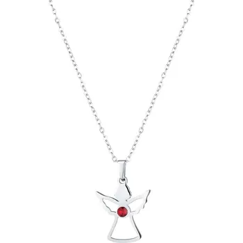 Náhrdelník Ocelový náhrdelník anděl se Swarovski krystaly červený 42043.3