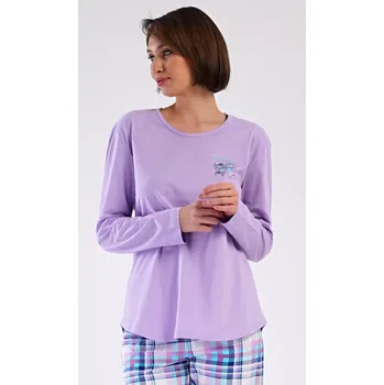 Pánská móda Dámské pyžamo dlouhé Happiness fialová S