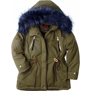 Dívčí oblečení Zimní bunda parka pro dívky teplá khaki granátová kožíšek MÓDNÍ 122