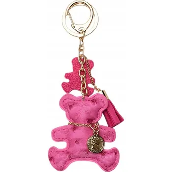 PŘÍVĚSEK NA KLÍČE NA KLÍČE KOŽENÝ MEDVÍDEK FUCHSIOVÝ TŘÁSNĚ PŘÍVĚSEK NA KABELKU