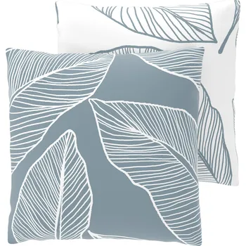 Povlečení LIVARNO® Potah na polštář z mikrovláknitého saténu, 50 x 60 cm, 2 kusy (List světle modrý)