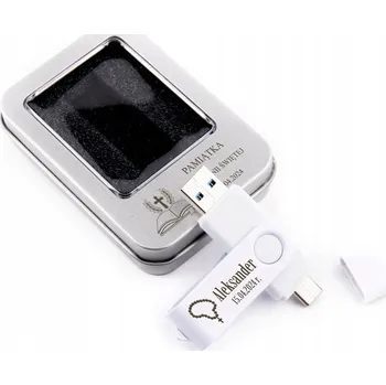 USB flash disk Flash disk 32 GB 2.0 USB-C TYP C BÍLÝ S KRABIČKOU + GRAVÍROVÁNÍ LOGA DÁREK