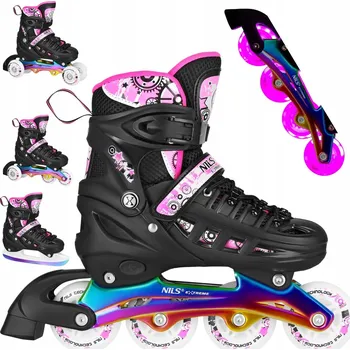 Kolečkové brusle Brusle 2v1 4v1 Kolečkové Brusle Rekreační Brusle Na Led Nastavitelné Kolečkové Brusle LED 39-42 NILS