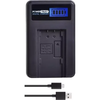 TopTechnology Nabíječka Panasonic VW-VBT190, VW-VBT380, VW-VBK180, VW-VBK360 s USB-C konektorem, flexibilní ve zdroji