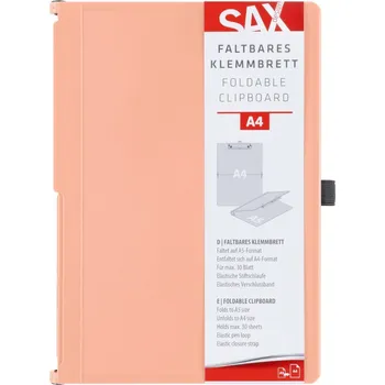Uzavíratelné psací desky s klipem SAX A4 - lososové