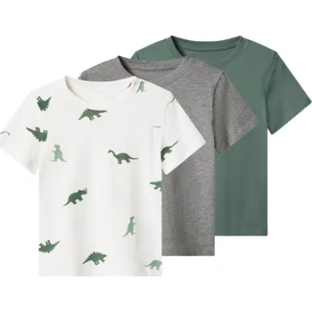 lupilu® Dětské triko, 3 kusy (vzorovaná/šedé/zelená, 98/104)