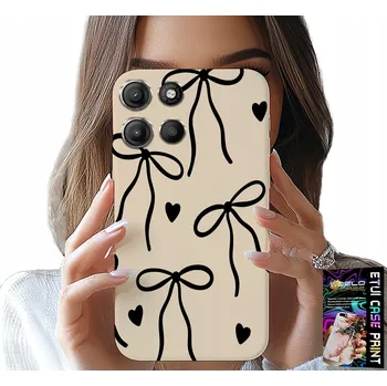 Pouzdro na mobilní telefon POUZDRO PRO MOTOROLA EDGE 60 Fusion - BÉŽOVÉ MAŠLIČKY S MÓDNÍ STUHOU