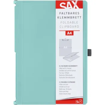 Uzavíratelné psací desky s klipem SAX A4 - zelenomodré