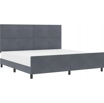 Postel Sametový rám postele tmavě šedý 207 x 206 x 128 cm s čelem
