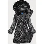 Černá dámská bunda s kožíškovým límcem (J9-068) odstíny černé L (40)