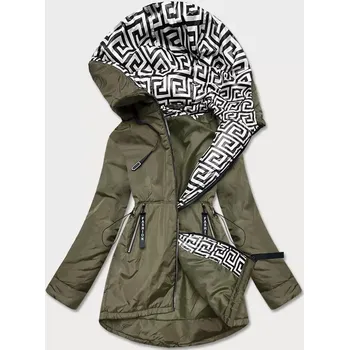 Khaki-bílá dámská bunda pro přechodné období (B8037-11026) odstíny zelené 48