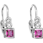 Stříbrné dětské náušnice visací se zirkonem růžová kostička 11172.3