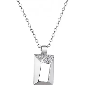 Náhrdelník Stříbrný náhrdelník obdélník se zirkonky bílý 12055.1 crystal