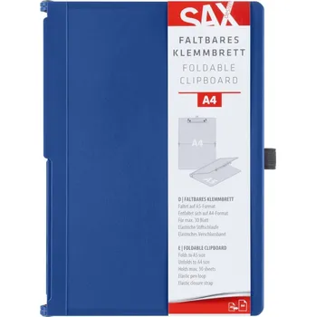 Uzavíratelné psací desky s klipem SAX A4 - modré