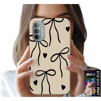 Pouzdro na mobilní telefon POUZDRO PRO MOTOROLA MOTO G52 / G82 - BÉŽOVÉ MAŠLIČKY S MÓDNÍ STUHOU