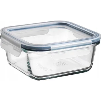 Dóza na potraviny ŽÁRUVZDORNÁ nádoba na potraviny s víkem Čtverec SKLO /PLAST 600ml