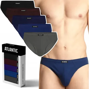 Slipy ATLANTIC 5SMP-002 pánské slipy slipy 100% bavlna sportovní střih 5 PÁRŮ - L