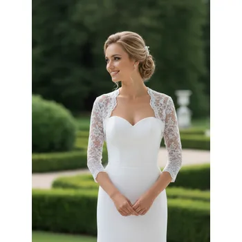 Bolerko Svatební bolerko z květinové krajky - bílé: BF-190 Vybraná velikost: L