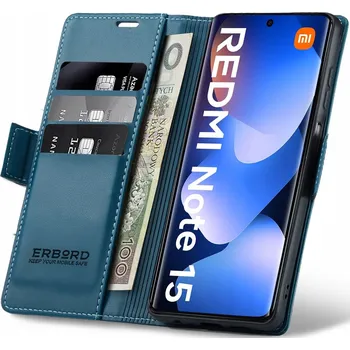 Pouzdro na mobilní telefon Flipové pouzdro Erbord pro Xiaomi Redmi Note 15 5G, modré